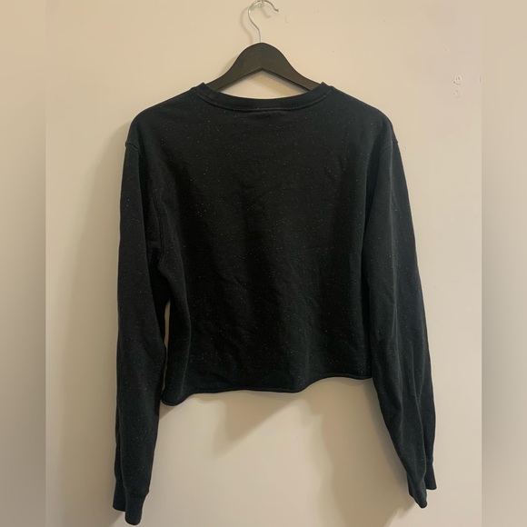 H&M Crewneck Sweatshirt Regular Fit Pullover Black Speckled White - Picture 2 of 4